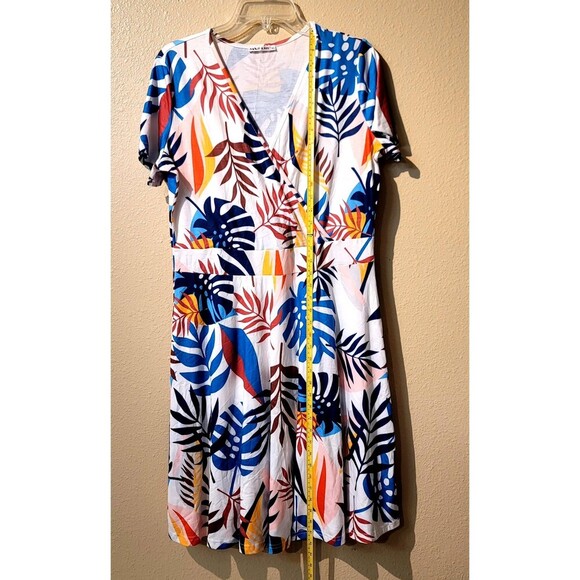 MSBASIC Short Sleeve Tropical Floral V Neck Summer Midi Dress XL - Picture 7 of 11